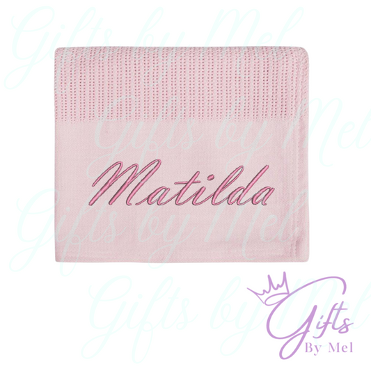 Beautiful knit embroidered gift blanket
