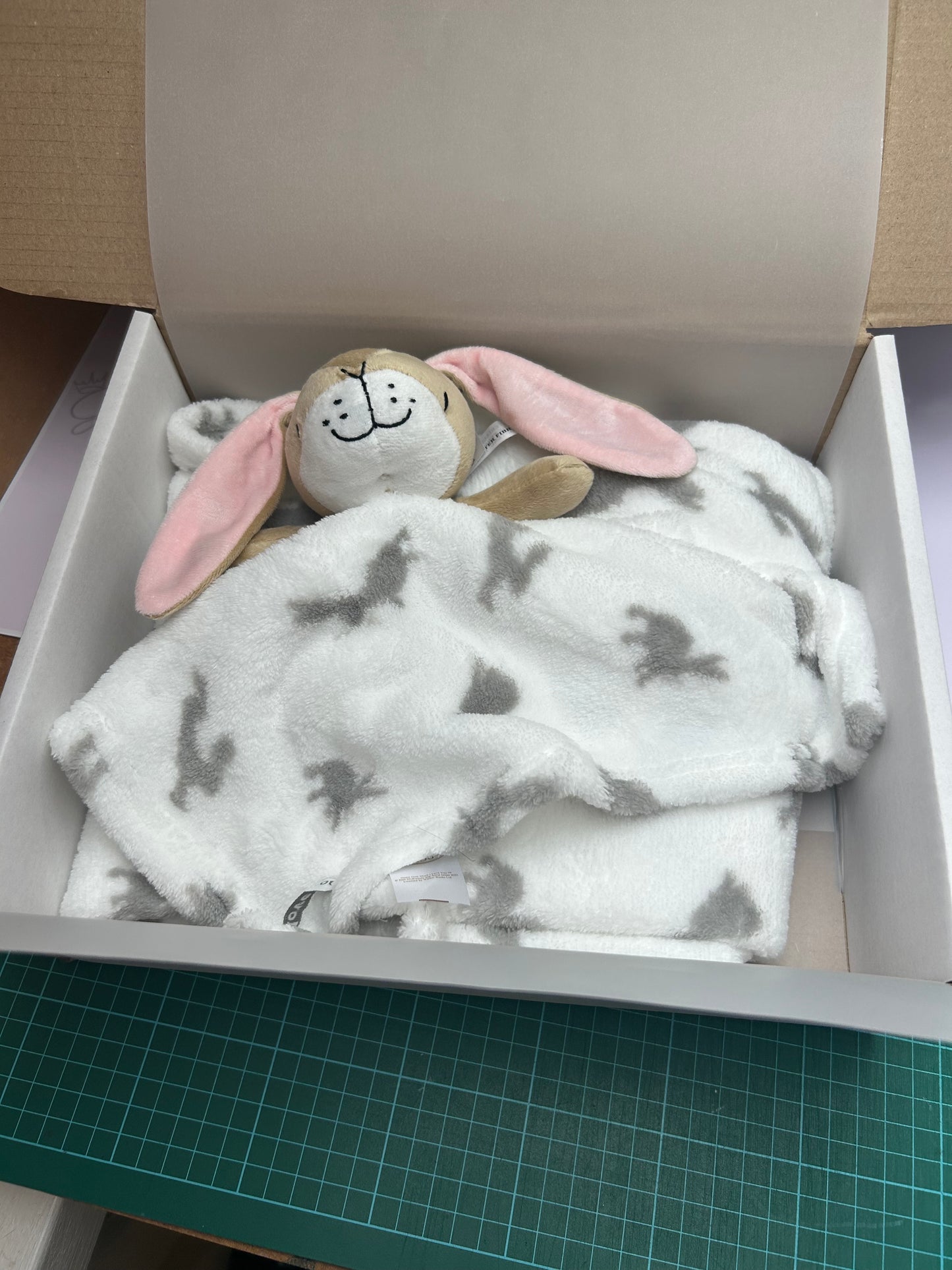 PS I love you embroidered personalised comforter and blanket baby gift set