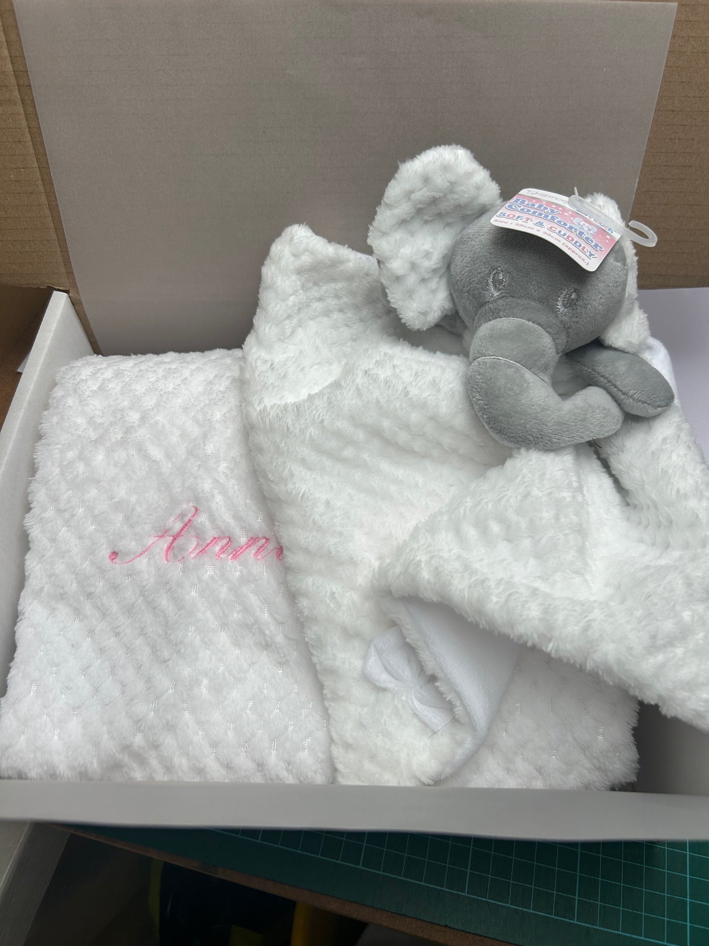 Baby personalised embroidered gift set