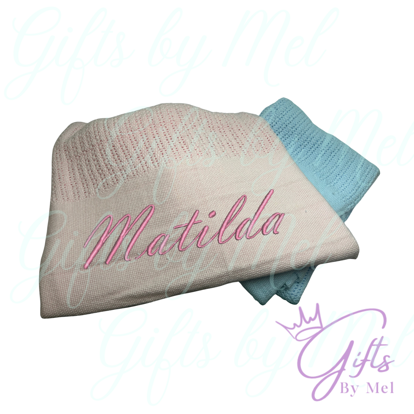 Beautiful knit embroidered gift blanket