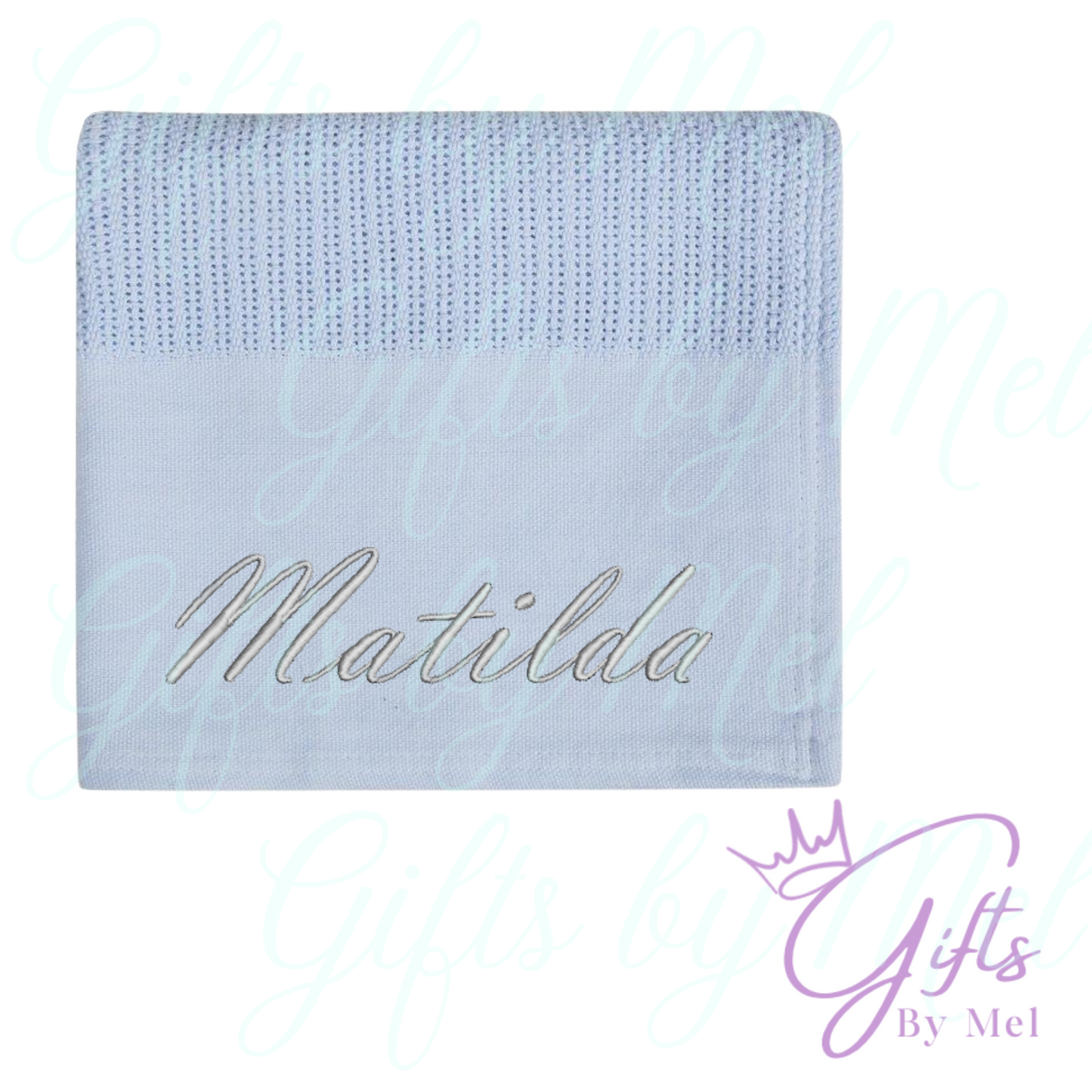 Beautiful knit embroidered gift blanket