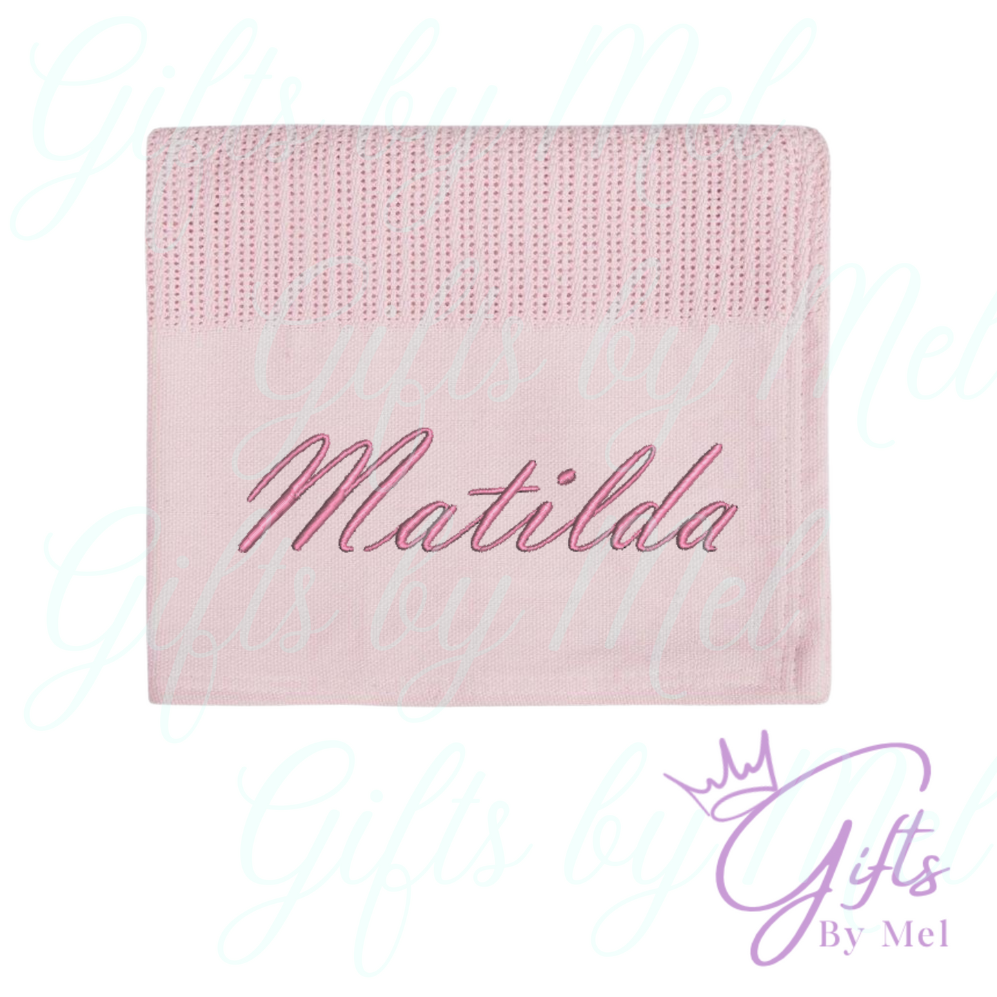 Beautiful knit embroidered gift blanket