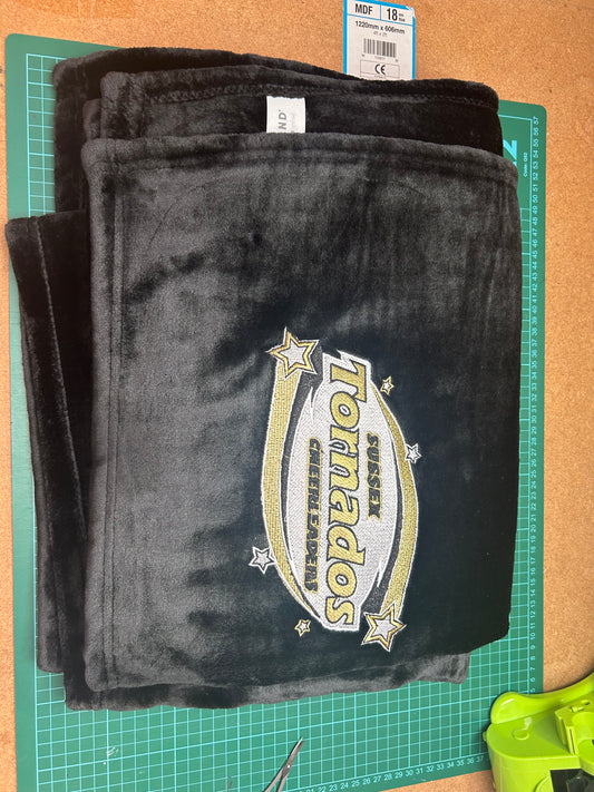 Tornados embroidered plush blanket